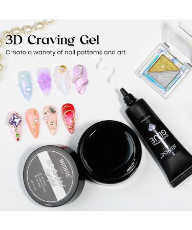  MIZHSE MIZHSE 3D Sculpting Gel with Chrome Powder 2 x 15g Rhinstone Clear Glue for Nail Design Silver/Gold Mirror Effect 5D Relief Sculpting - Buy Online on GoSupps.com