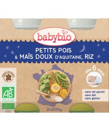 Babybio Petit Pot Bonne Nuit Small Peas/Sweet Corn from Aquitaine Rice 6+ Months 400g