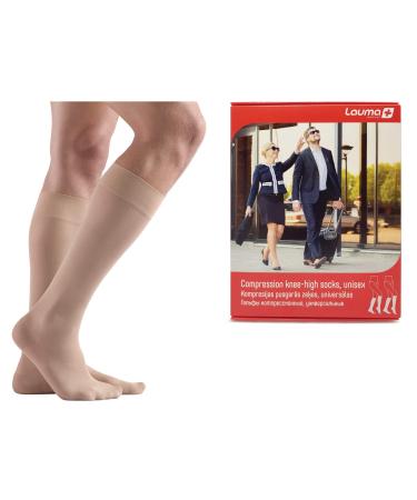 Lauma Medical 23-32 mmhg of closed toe medical compression knee stockings class 2 varicose veins frequent swelling in the legs pain in calves and feet (beige XL size long)