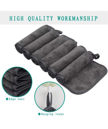 Kinhwa Microfiber Makeup Remover Cloths - Washable & Reusable 6 Pack (15x30cm) - Dark Gray - Perfect for Face Cleansing - Buy Online on GoSupps.com