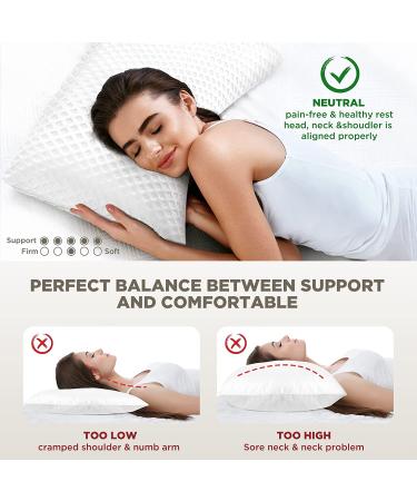 Groye Cooling Side Sleeper Pillow - Neck Pain Relief Memory Foam Pillow with Back and Shoulder Support - Odorless Cervical Bed Pillow for Side Sleepers - Queen Size with Washable Pillowcase - Buy Online on GoSupps.com
