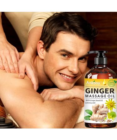 3 Pack Ginger Massage Oil with Arnica, Vitamin E, and Grape Seed Oil - 100% Natural Massage Oil for Lymphatic Drainage, Warming, and Relaxation - Buy Online on GoSupps.com