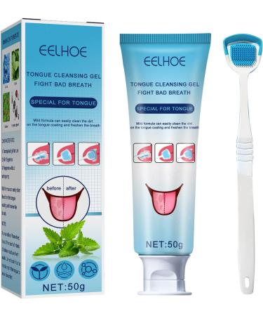 Premium Tongue Cleaning Set: Gel & Brush for Fresh Breath | Silicone Scraper for Kids & Adults - 50g - Buy Online on GoSupps.com