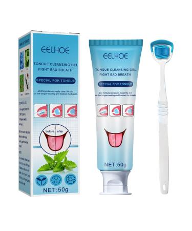 Tongue cleaning set Tongue cleaning gel with brush Tongue cleaning brush silicone scraps toothbrushes Freshenbreath Tongue cleaning brush for adults 50g box