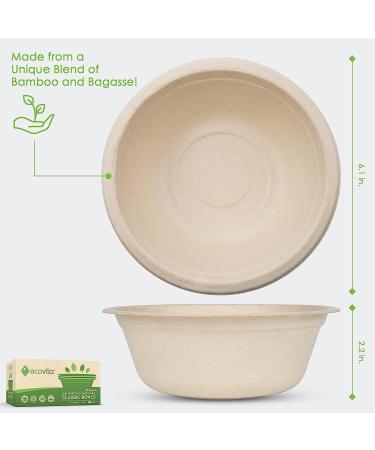 Ecovita 16 oz 100% Compostable Paper Bowls - Pack of 150 | Eco-Friendly & Sturdy Disposable Bowls - Tree Free, Liquid & Heat Resistant - Buy Online on GoSupps.com