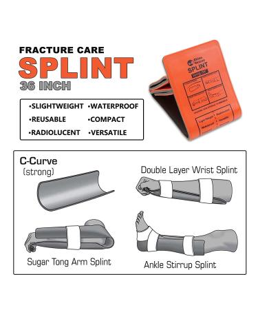 RHINO RESCUE First Aid Splint 36 Orange-Gray - Keep Bones in Position | Foldable Design - Buy Online on GoSupps.com