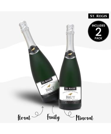 St. Regis Brut Sparkling 2 Pack (2 x 750ml per Bottle) Non Alcoholic Sparkling White Wine - Low Calorie and Low Sugar - Perfect Food Pairing - Ideal Gift or Gift Set - Enjoy Life and Flavouful Wine - Buy Online on GoSupps.com