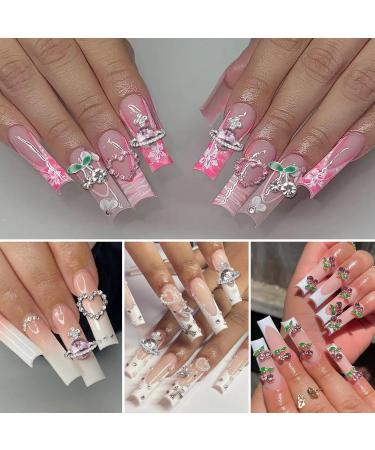 Buy Silver Nail Charms & Gems - Cute Bowknot Blossom Flowers & Alloy Rhinestones for Nail Art - DIY Craft Accessories - Buy Online on GoSupps.com