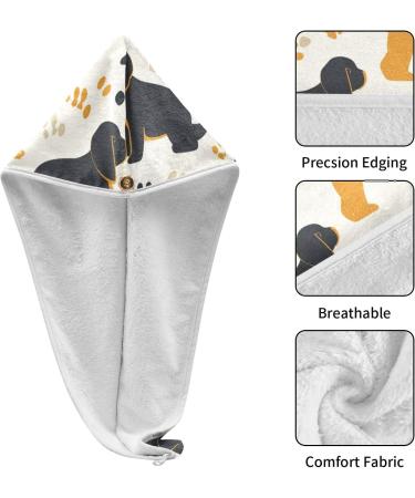 Super Absorbent Yellow Black Dogs Hair Towel 2 Pack - Quick Drying Hair Turbans for Women & Girls - Buy Online on GoSupps.com