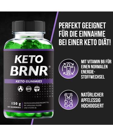 KETO BRNR Gummies - Boost Metabolism with Vitamin B6 | 60 Fruit Gummy Bears for Keto Diet | Low Carb Sugar-Free Snack - Buy Online on GoSupps.com