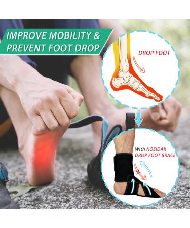 AFO Foot Drop Brace for Walking & Sleeping - Ankle Support for Plantar Fasciitis Stroke Recovery & More - Right Black - Buy Online on GoSupps.com