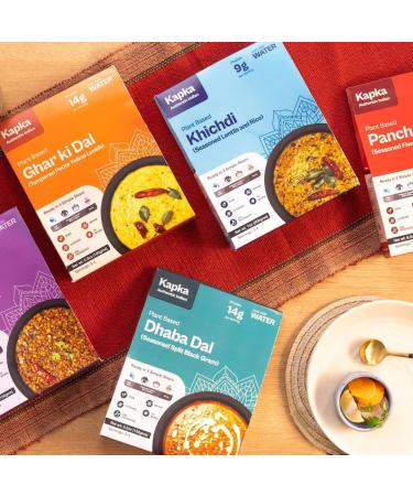Kapka Vegan Indian Dal Plant Based Protein - 5 Pack Variety | Seasoned Ready to Eat Entrees for Instant Pots | Non-GMO Gluten Free | 3-4 Servings Per Pack | Pack of 5 Dals - Buy Online on GoSupps.com