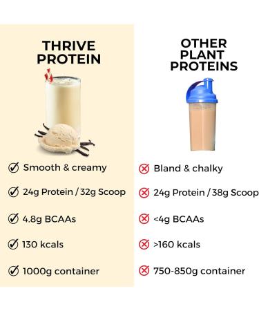 Plant-Based Protein | Vegan Protein Powder Vanilla | Thrive Protein | 1kg (30 servings) Vanilla 30 Servings (Pack of 1) - Buy Online on GoSupps.com