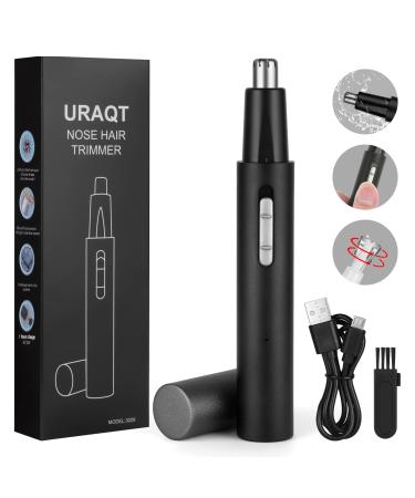 Uraqt nose hair trimmer waterproof double blade nose hair cutter ear hair trimmer women men nose hair remover false hair trimmer nasal trimmer (black)