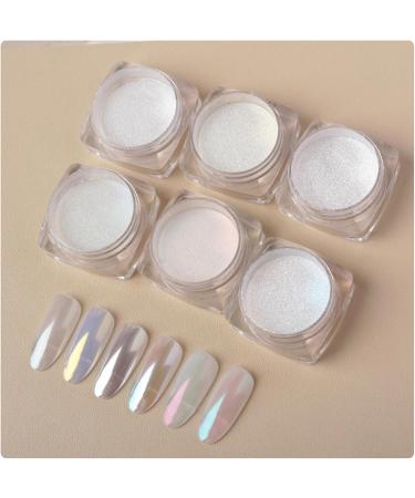 12 Colors White Pearl Chrome Nail Powder - Metallic Mirror Glitter for Stunning Nail Art | Aurora Shimmer Pigment Set - Buy Online on GoSupps.com