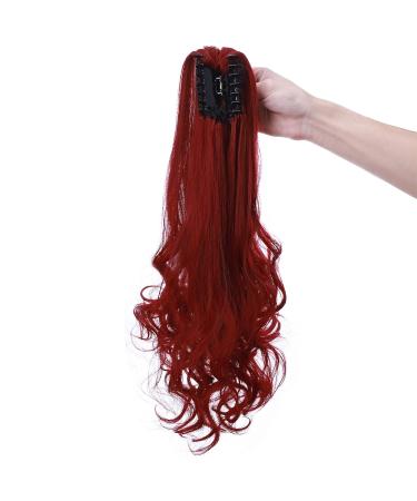 Ponytail Extension Braid with Bracket | Heat Resistant Realistic 18 Dark Red Hair Extensions | Smooth & Corrugated Styles - Buy Online on GoSupps.com