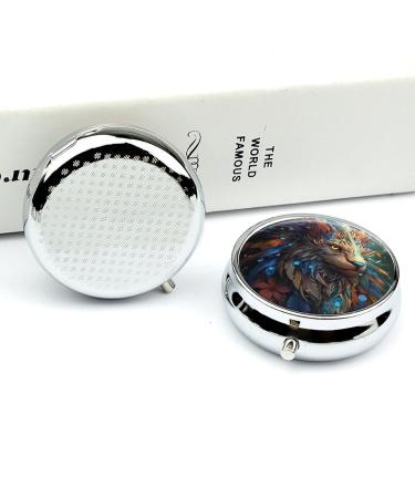 Small Travel Pill Case Round Metal Pill Box for Pocket Purse 3 Compartment Portable Pill Holder Mini Pill Organizer for Travel or Daily - Animal - Buy Online on GoSupps.com