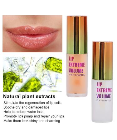 2PCS Day & Night Lip Plumping Oil Set - Moisturizing Ginger + Mint Lip Serum & Gloss for Fuller Lips - Buy Online on GoSupps.com