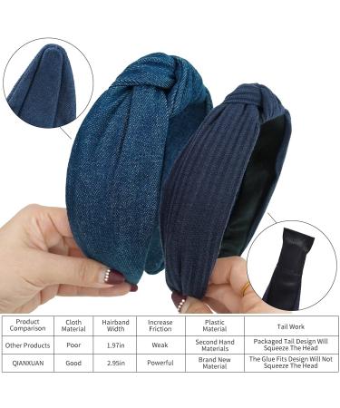 Qianxuan Denim Top Knot Headband Set for Stylish Black Women - 4pcs - Buy Online on GoSupps.com