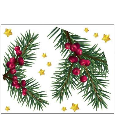Christmas Toilet Sticker Pine Branch Berry Christmas Decal New Year Bathroom Toilet Seat Cover Decor Sticker DIY Decoration - Buy Online on GoSupps.com