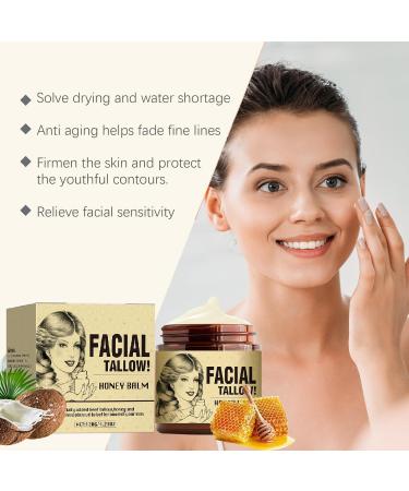 Organic Facial Tallow & Honey Balm - Hydrating Grass-Fed Beef Tallow Moisturizer for Face & Body - Buy Online on GoSupps.com