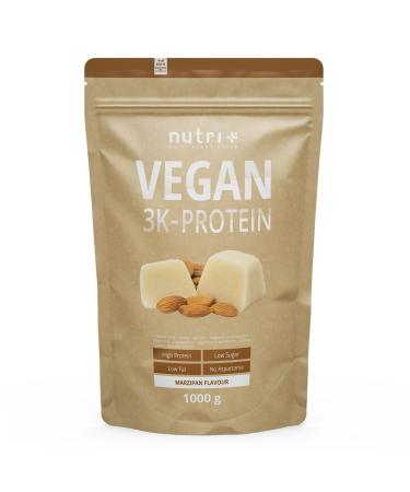 Vegan protein marzipan 1kg - 83% protein - 3K protein powder winter - Lactose -free protein powder low sugar + gluten -free - Nutri + 1000g without sugar additive 1 kg (1 Pack)