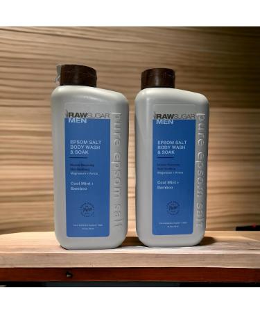 Men's Body Wash & Soak with Epsom Salt | Cool Mint & Bamboo + Sponge Bath Loofah - Refresh & Rejuvenate - Buy Online on GoSupps.com