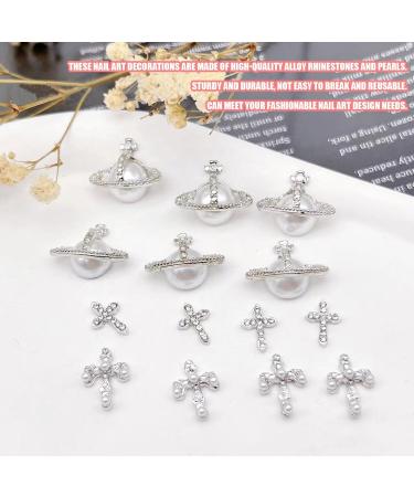 Planet Nail Art Charms 30 Pcs Silver Planet Nail Charms Nail Gems Cross Nail Rhinestones Luxury Nail Jewelry Accessories for Women Girls DIY Jewelry Making Nail Decorations (Silver A) - Buy Online on GoSupps.com