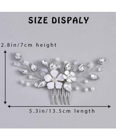 Zoestar Flower Bride Wedding Hair Combs Silver Pearl Crystal Headpiece Bridal Hair Accessories for Women and Girls - Buy Online on GoSupps.com