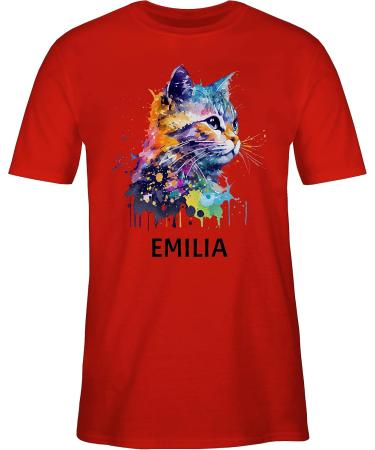 Personalized Cat T-Shirt for Men | Custom Gift with Names | Shirtracer | Red 3XL & Large Sizes - Buy Online on GoSupps.com