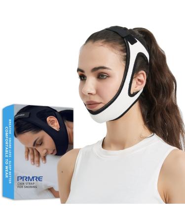 Anti Snoring Chin Strap for CPAP Users | Breathable and Double Adjustable Snoring Solution Stop Snoring Chin Strap | Sleep Chin Strap for for Men and Women (White)