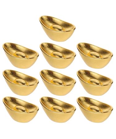 NUOBESTY 10pcs Golden Ingot Citrine Ingot Chinese Yuan Bao Feng Shui Ingot Golden Ingot Yuan Bao Wealth Luck Ingot Gold Ingot Prosperity Wealth Charm Good Luck Decor