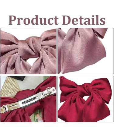 3 Pieces Bowknot Hair Barrettes Hair Bows for Women Big Bow Hair Clips Hair Clips Soft Silky Satin Hair Clips with Bow - Buy Online on GoSupps.com