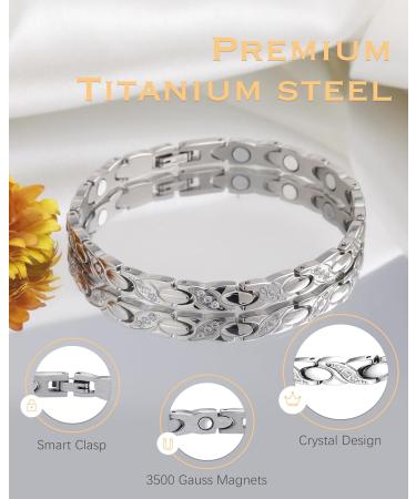 Shop Jeracol Magnetic Arm Band & Rings for Women - Titanium Steel Bracelets & Adjustable Copper Love Heart Ring - Perfect Gift in C-Silver - Buy Online on GoSupps.com