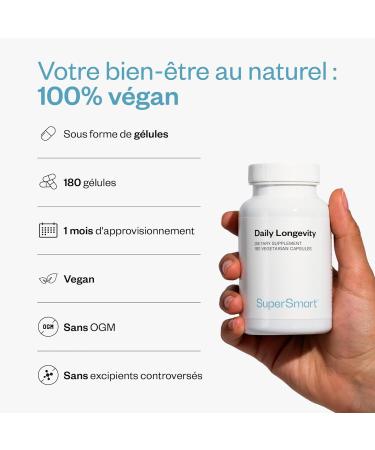 Daily Longevity - Compl ment Alimentaire Anti- ge Tout-En-Un - nergie et Long vit Cellulaire - PQQ CoQ10 NAC Querc tine Fis tine Trans-Resv ratrol - 180 G lules V ganes - SuperSmart - Buy Online on GoSupps.com