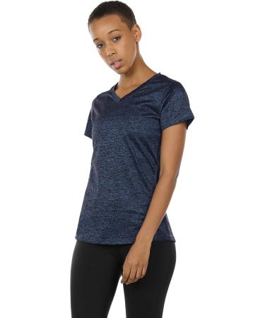 Icyzone Women's Sports Fitness T-Shirt 3-Pack - Short Sleeve V-Neck Running & Yoga Tops in Royal Blue Purple Charcoal - International Shipping Available - Buy Online on GoSupps.com