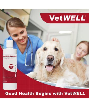 VetWELL Micoseb Medicated Shampoo 12oz - Miconazole & Chlorhexidine for Dogs & Cats, Skin Infection Treatment - Buy Online on GoSupps.com