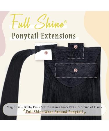 Ponytail Extensions No Claw Clip Full Shine Ponytail Human Hair Straight Wrap Around Ponytail Clip Balayage Color Ponytail Extensions 70Grams for Women(Black 12 inches 70g) 12 inches 70g Black - Buy Online on GoSupps.com