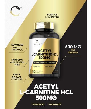 Carlyle Acetyl L-Carnitine HCL 500mg - 180 Count Non-GMO Gluten Free Supplement | International Shipping Available - Buy Online on GoSupps.com