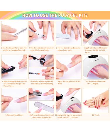 Poly Nail Gel Kit with 36W UV/LED Lamp - Ohuhu 12 Colors Professional Poly Gel Kit for Nail Extension - Rainbow Color DIY Nail Art - Great Gift for Girlfriend, Mother - Buy Online on GoSupps.com