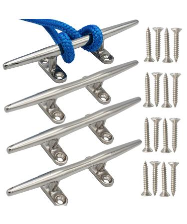 VEITHI 8 inch and 10 inch 316 Stainless Steel Boat Cleat, Boat Cleats Open Base (1,2,4 Pack), Boat Dock Cleats Include Stainless Steel Screws 8