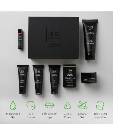 Tiege Hanley Men's Silver Gift Set | 6 Products | Face Wash Morning Facial Moisturizer Sandalwood Body Wash Natural Aluminum-Free Deodorant and a Body Scrubber | Uncomplicated Skin Care for Men - Buy Online on GoSupps.com