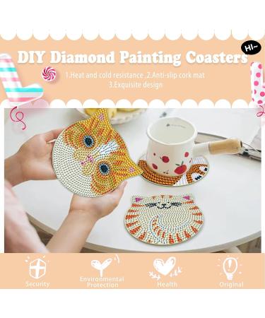 MVVMTOP 6 Pcs Diamond Painting Coasters with Holder - DIY Cat Diamond Art Kit for Beginners - Non-Slip Craft Supplies for Kids and Adults - Buy Online on GoSupps.com