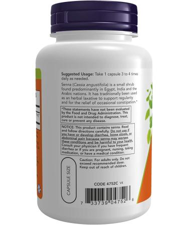 Now Foods Senna Leaves 470 mg - 100 Veg Capsules for Natural Digestive Support - Buy Online on GoSupps.com