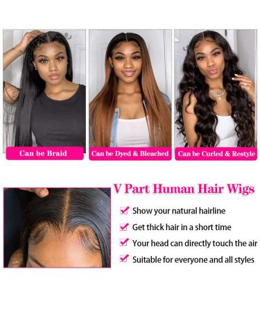 Dixtefo V Part Brazilian Virgin Straight Human Hair Wig for Black Women - 16 Inch, 150% Density, Natural Color - Upgrade U Part Design - No Leave Out, Glueless, Lace Front & Clip In Half Wig - Buy Online on GoSupps.com