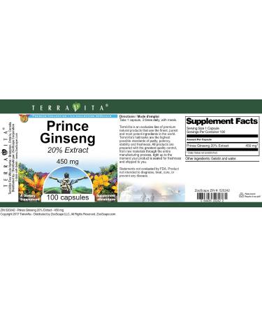 Prince Ginseng 20% - 450 mg (100 Capsules ZIN: 520242) - Buy Online on GoSupps.com
