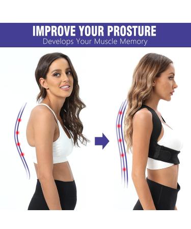 Moxita Posture Corrector for Women and Men - Adjustable Upper Back Brace for Pain Relief - Small/Medium, Black - Buy Online on GoSupps.com