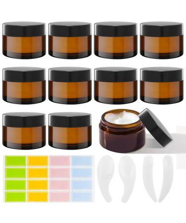 Havacue 10 pieces 30ml amber glass empty can brown las cream cans for filling brown glass container cremation creme container empty refillable ointment put for cosmetics lotion creams candles