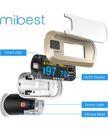 Mibest OLED Finger Pulse Oximeter - O2 Meter Dual Color White/Luxury Gold - Buy Online on GoSupps.com
