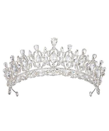 AW BRIDAL Queen Crown for Women  Crystal Tiaras and Crowns for Women  Wedding Crown for Bride Princess Headpieces for Pageant Quinceanera Birthday Prom  Silver
